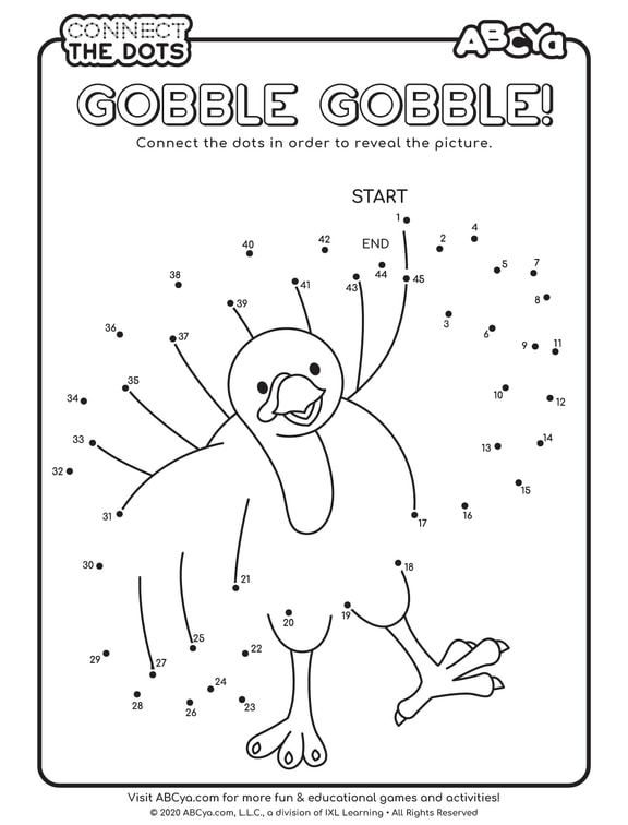 Connect the Dots Gobble Gobble! • ABCya!