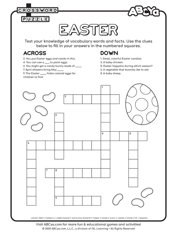 Crossword Puzzle Easter ABCya 