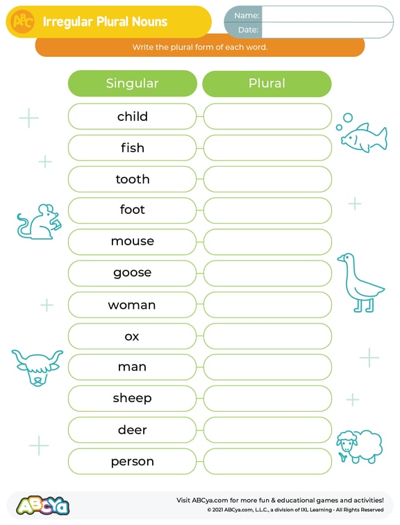 Irregular Plural Nouns • ABCya!