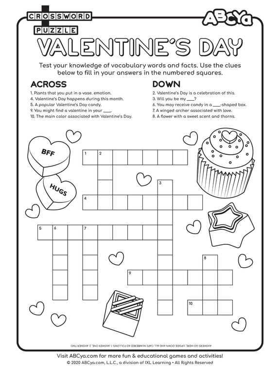 Crossword Puzzle Valentine s Day • ABCya